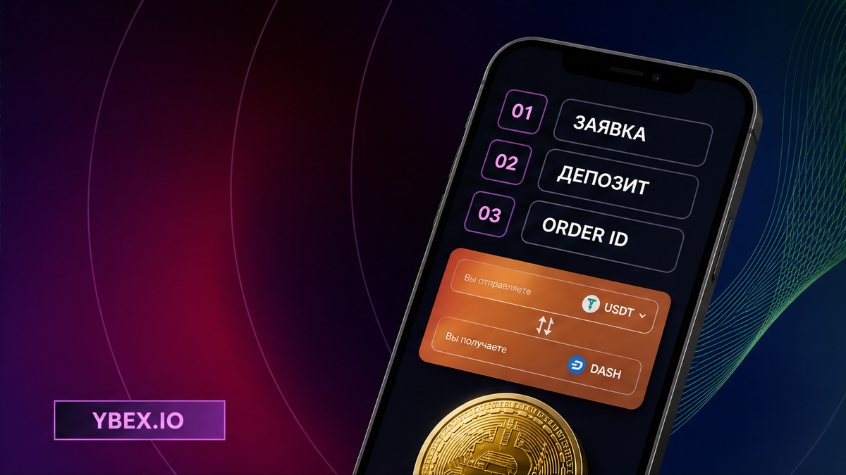 Три шага: заявка YBEX, депозит с экрана ордера, Order ID