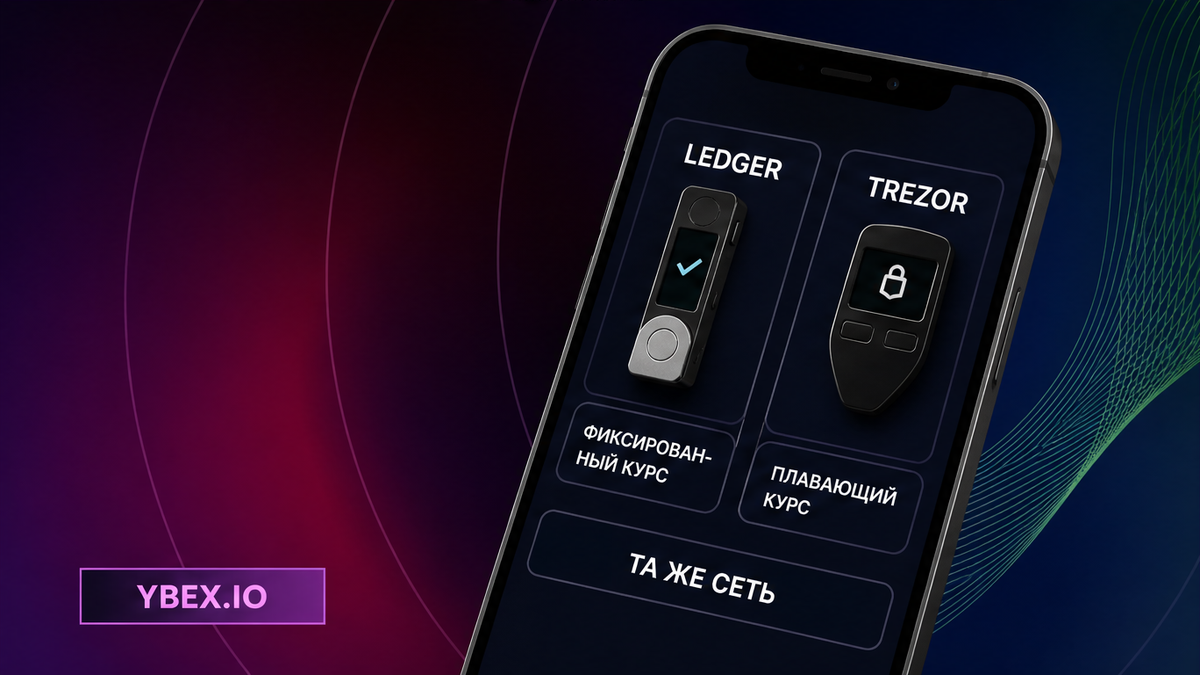 Сравнение Ledger и Trezor: тот же актив и та же сеть, что в заявке