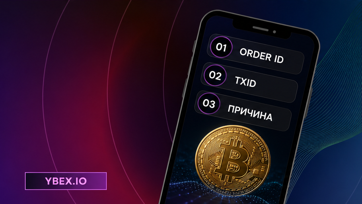 Тёмный баннер YBEX: шаги фиксации заявки, TxID и запроса причины холда