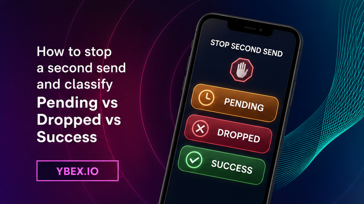 Phone UI classifying an Ethereum swap deposit as Pending, Dropped, or Success