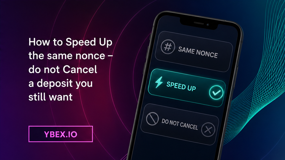 Checklist to Speed Up the same nonce and not Cancel a wanted ETH swap deposit